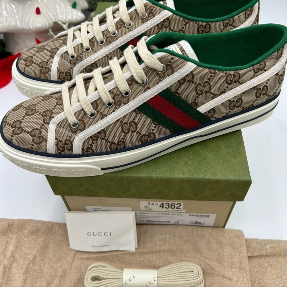 Gucci tennis 1977 low top GG canvas sneakers size 11.5 fits 12 US. Made in Italy